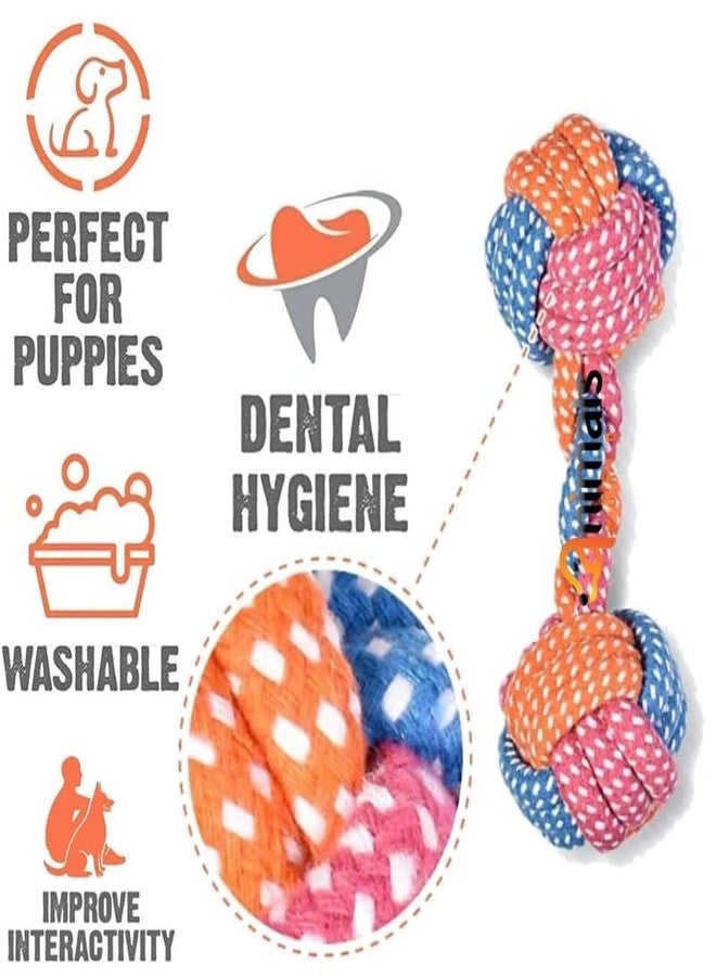 KittuPet لعبة حبل للكلاب من كيتو بيت، لعبة مضغ للجراء لتدريب التسنين - ألعاب تفاعلية للكلاب مصنوعة من القطن الطبيعي، لتنظيف الأسنان، لعبة شد الحبل متينة، هدية عيد ميلاد، عبوة من 5 قطع صغيرة الحجم - Image 5